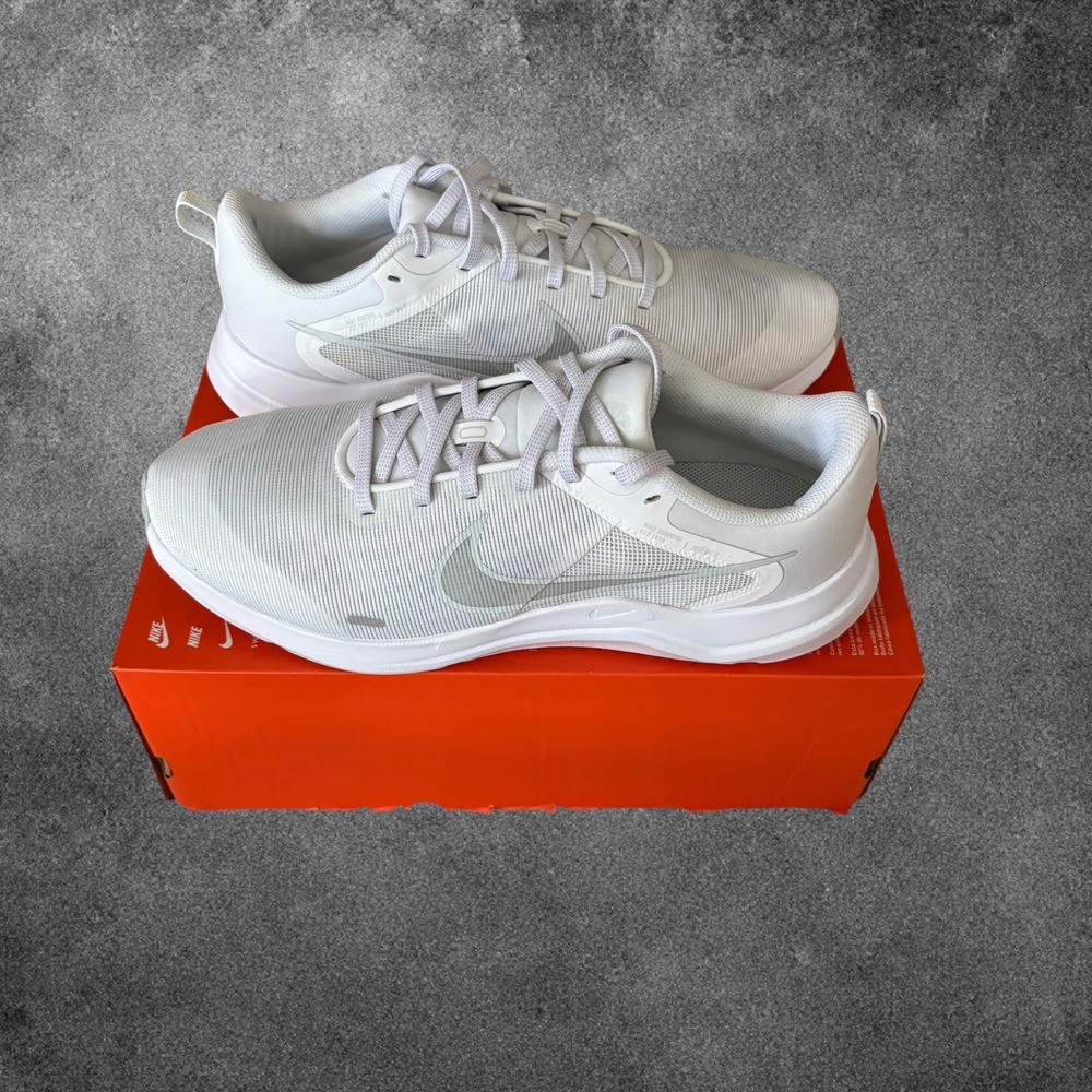 Nike Downshifter 12 Running Shoes Mens 11 White Pure Platinum DD9293-100 Exc